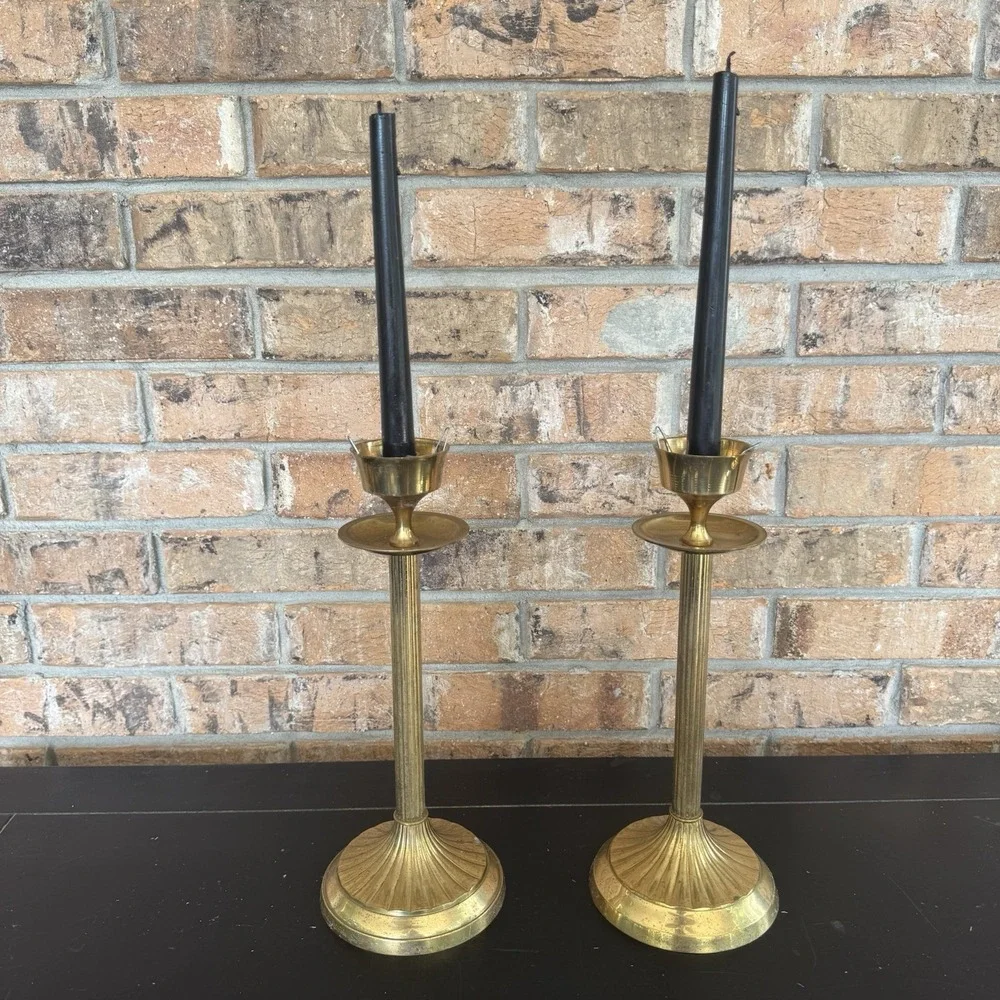 Pair of Vintage Brass Candlestick Holders 10